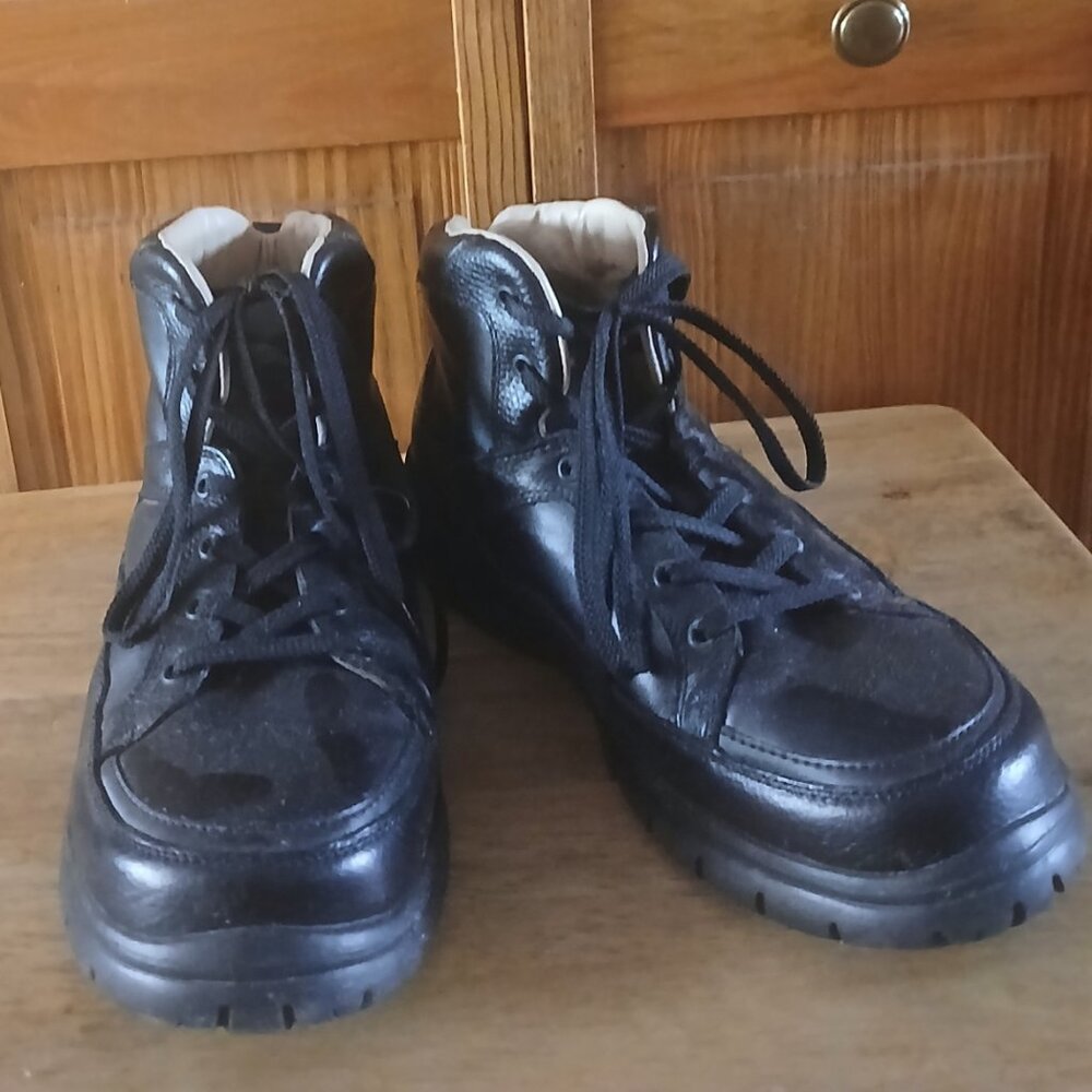 Black genuine leather boots sz 11 - width XXW men's